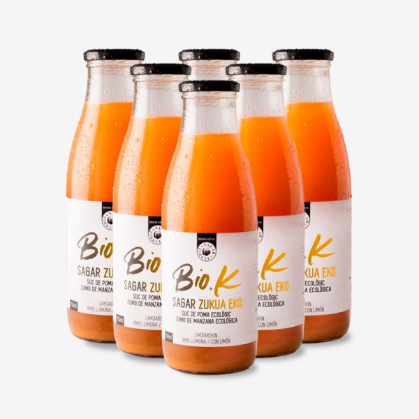 Caja de 6 zumos de manzana ecológica con limón Bio-K en formato familiar